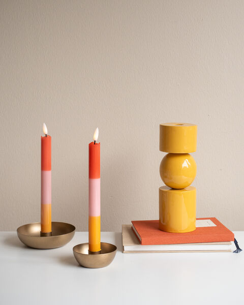 LED Taper Candles 2pcs Peachy Sunset