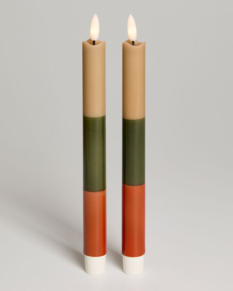LED Taper Candles 2pcs Soft Earth