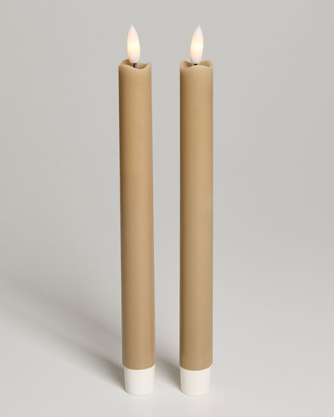 LED Taper Candles 2pcs Latte Beige