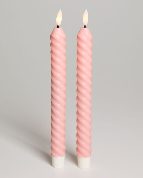 LED Taper Candles 2pcs  Pink twisted