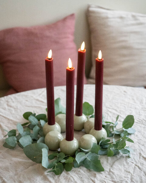 LED Taper Candles 2pcs Wine Red