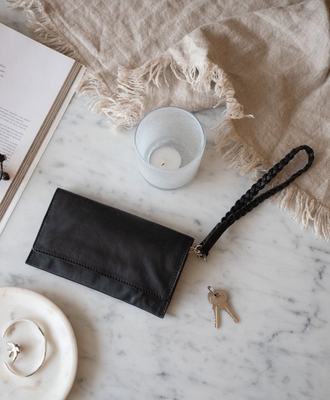 Black Leather Multi-Function Wallet