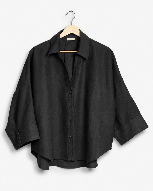 Black  linen shirt jacket Liv